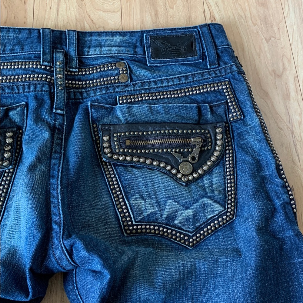 Robin's Jean Dark Blue Bootcut Jeans with Stud Accents - Picture 7 of 16